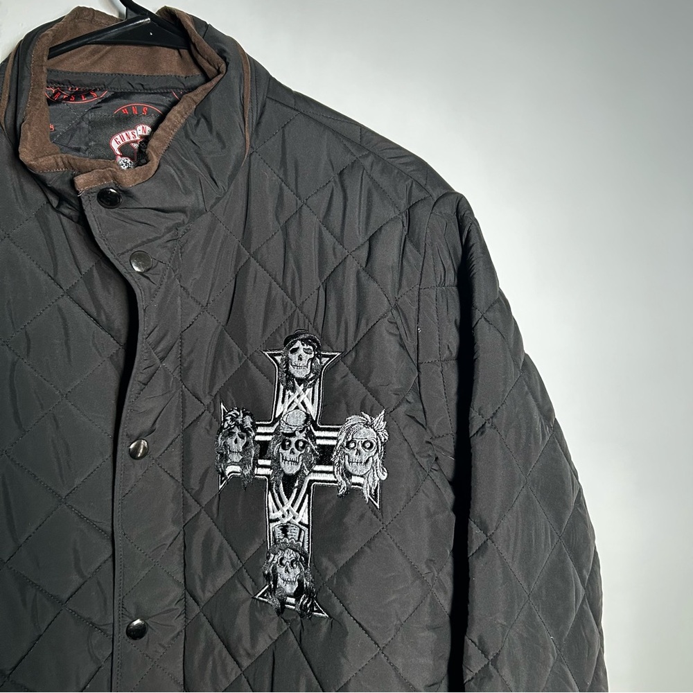 Gun’s & Roses Quilted Black Jacket with Embroidered Design